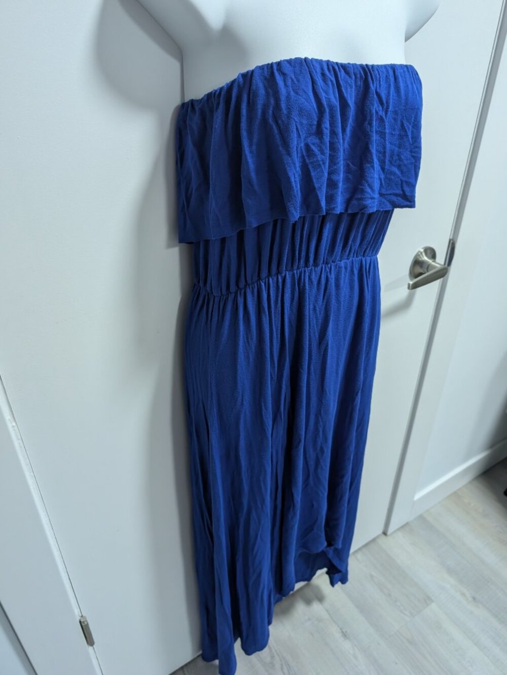 Blue Strapless High-Low Maxi Dress - Picture 2 of 7